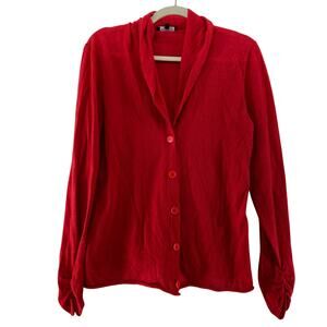 Lafayette 148 New‎ York Red Alpaca Wool Cardigan Size Large